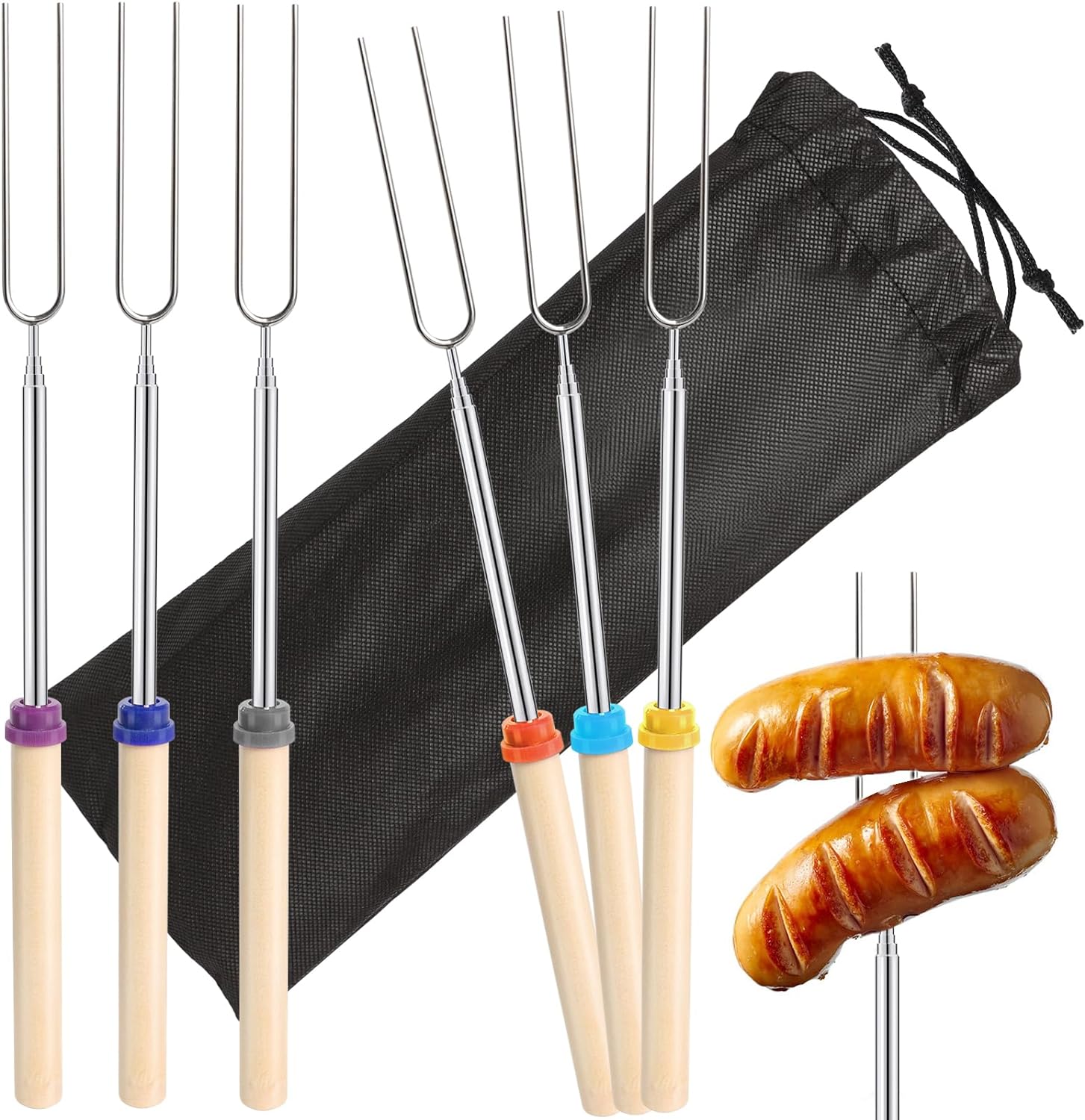 Corn Dog Stick - 6 pz in acciaio inox telescopico
